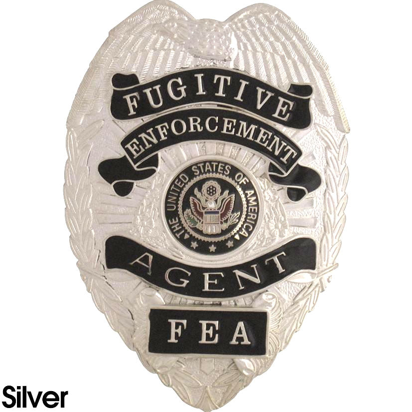 Fugitive Enforcement Badge with Reverse Panels (FREE LEATHER CASE w/ ID Window) - Tophatter's Weapons'N'Deals Badges - Tophatter Daily Deals