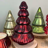 Red Glass Christmas Tree | Freestanding Mottled Gold Tree Ornament - 20cm Ornament - Tophatter Daily Deals