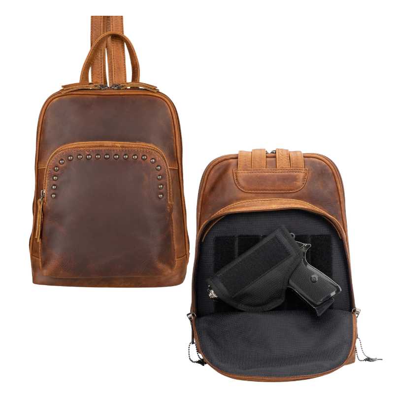 Abby Concealed Carry Studded Leather Backpack Purse Handgun Purses - Tophatter Daily Deals
