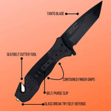 Black Tactical Auto Safety Survival Knife Knives & Knuckles - Tophatter Daily Deals