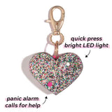 Bling Heart Panic Alarm Personal Safety Flashlight Key Chain Multicolor Campus Safety - Tophatter Daily Deals