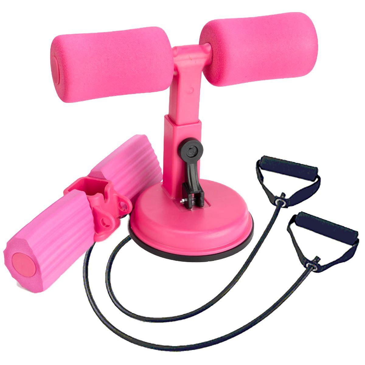 Sit Up Bar Gym Exercise Workout Equipment - Sit Up Assistant Device Floor Gym Exercise Fitness Training Workout Self-Suction Pink With Pull Handle Exercise & Fitness - Tophatter Daily Deals