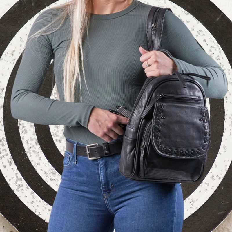 Daisy RFID Leather Concealed Carry Backpack Purse Handgun Purses - Tophatter Daily Deals