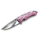 Engraved Pink Rose Femme Fatale Folding Pocket Knife Knives & Knuckles - Tophatter Daily Deals