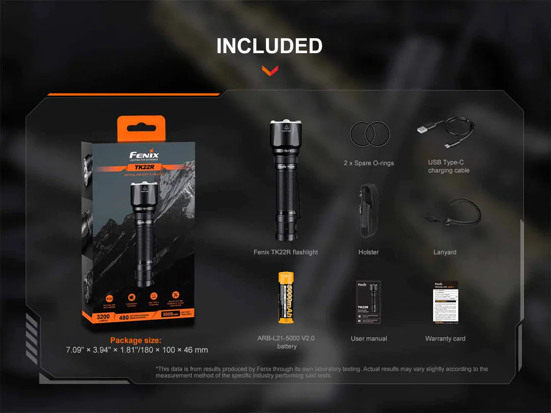 FENIX FLASHLIGHT BLACK - TK22R - Tophatter's Army Deals FLASHLIGHTS - Tophatter Daily Deals