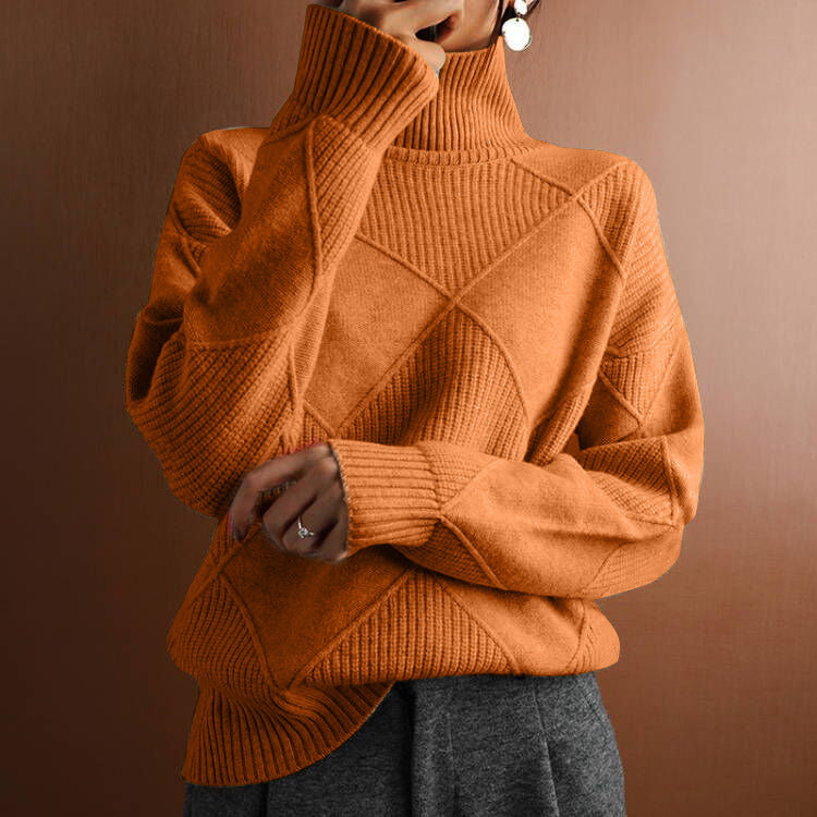 Soft Cozy Womens Sweater - Oversized Diamond Knit Winter Orange 3D Changing Face Moving Picture Frame - Tophatter Daily Deals