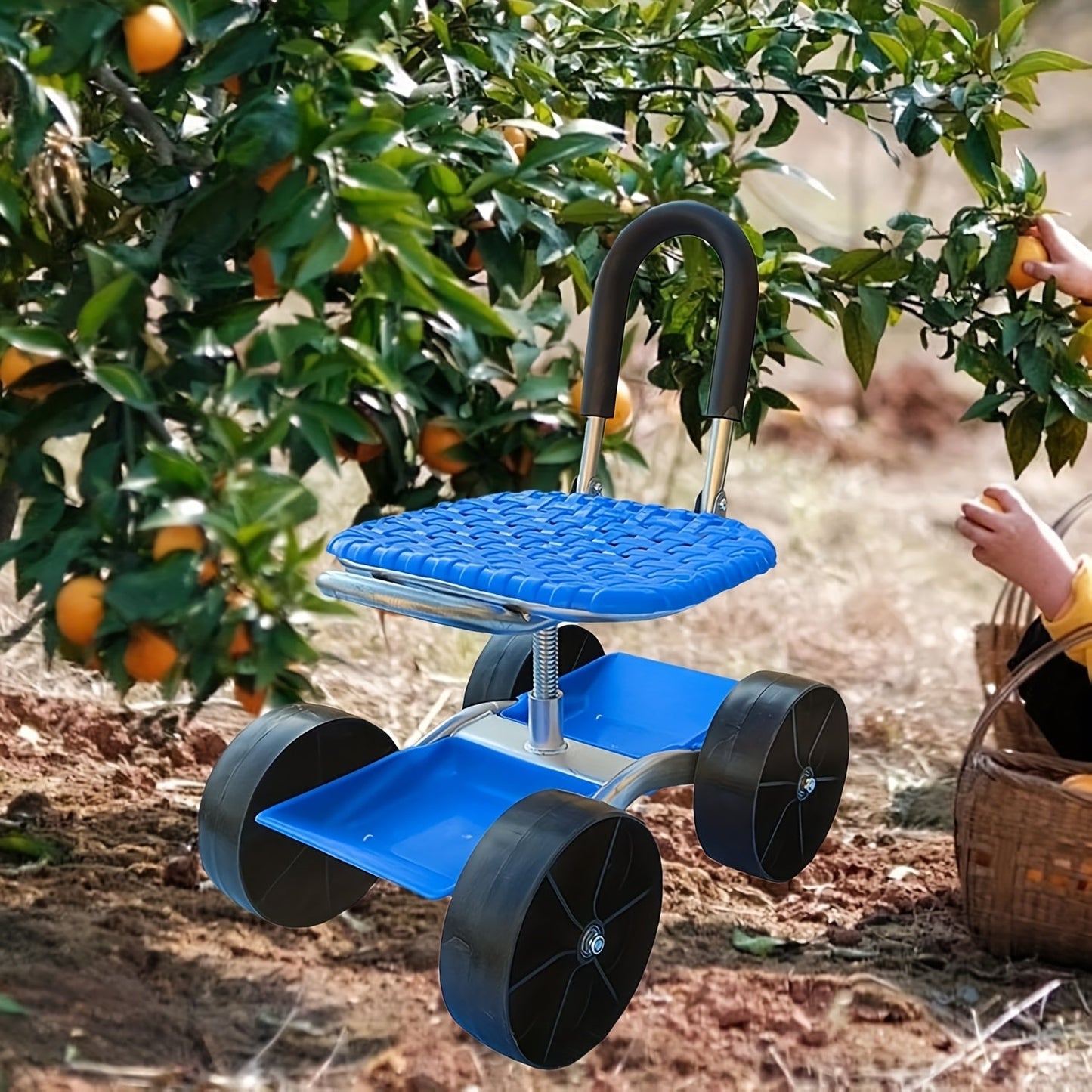 4-Wheel Rolling Garden Chair Swivel Seat Gardening Accessories - Tophatter Daily Deals