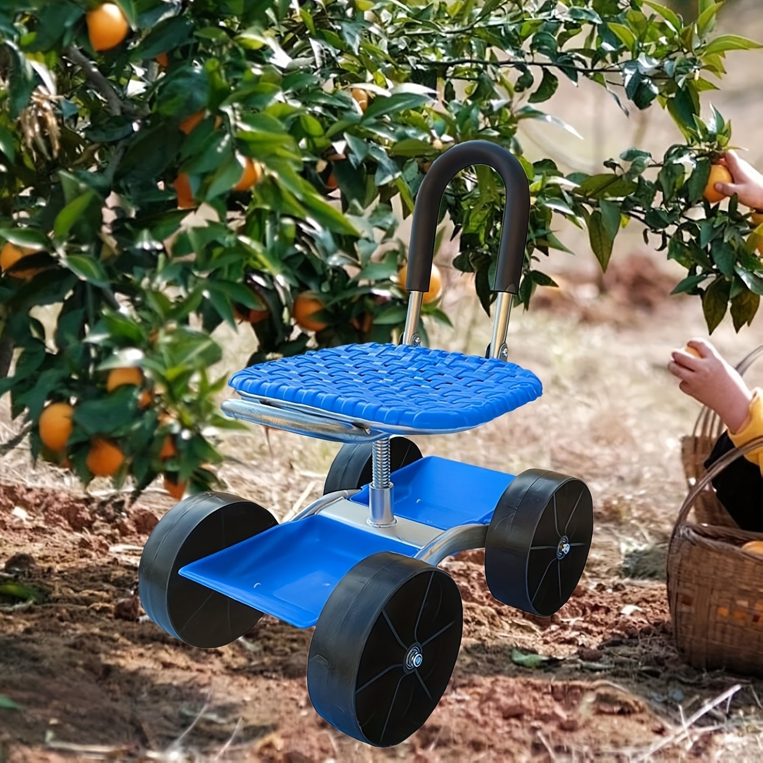 4-Wheel Rolling Garden Chair Swivel Seat Gardening Accessories - Tophatter Daily Deals
