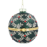Green & Sparkling Silver Locket Bauble | Christmas Tree Hanging Ornament - 8cm Baubles - Tophatter Daily Deals