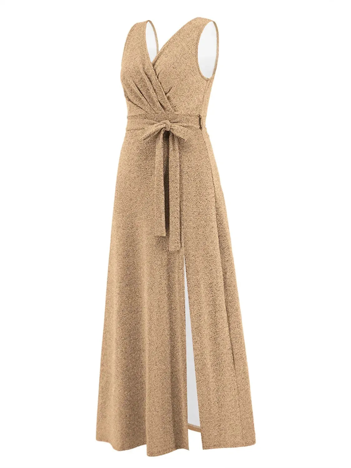 Slit Surplice Tie Waist Sleeveless Dress Cocktail Dresses - Tophatter Daily Deals