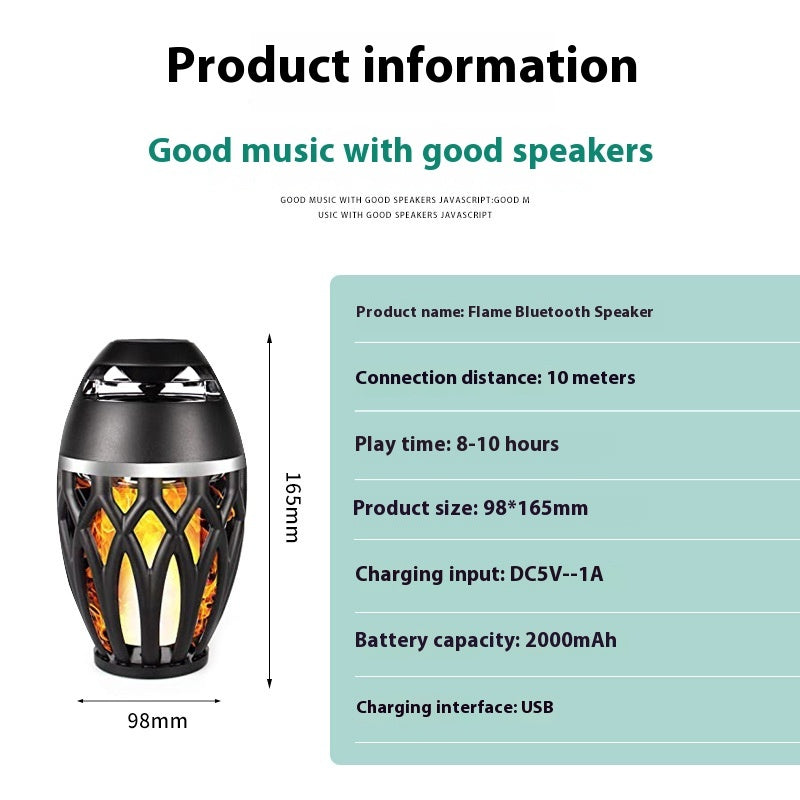 Bluetooth Flame Light Speaker Sound Led Holiday Torch Light Wireless 0 - Tophatter Daily Deals