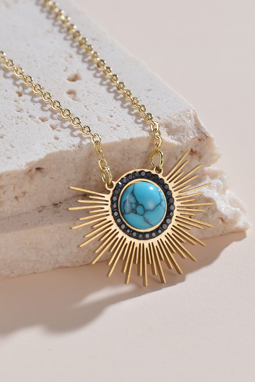 Turquoise 14K Gold Plated Pendant Necklace Gold One Size Necklaces - Tophatter Daily Deals