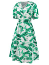 Ruched Printed Surplice Short Sleeve Dress Casual Dresses - Tophatter Daily Deals