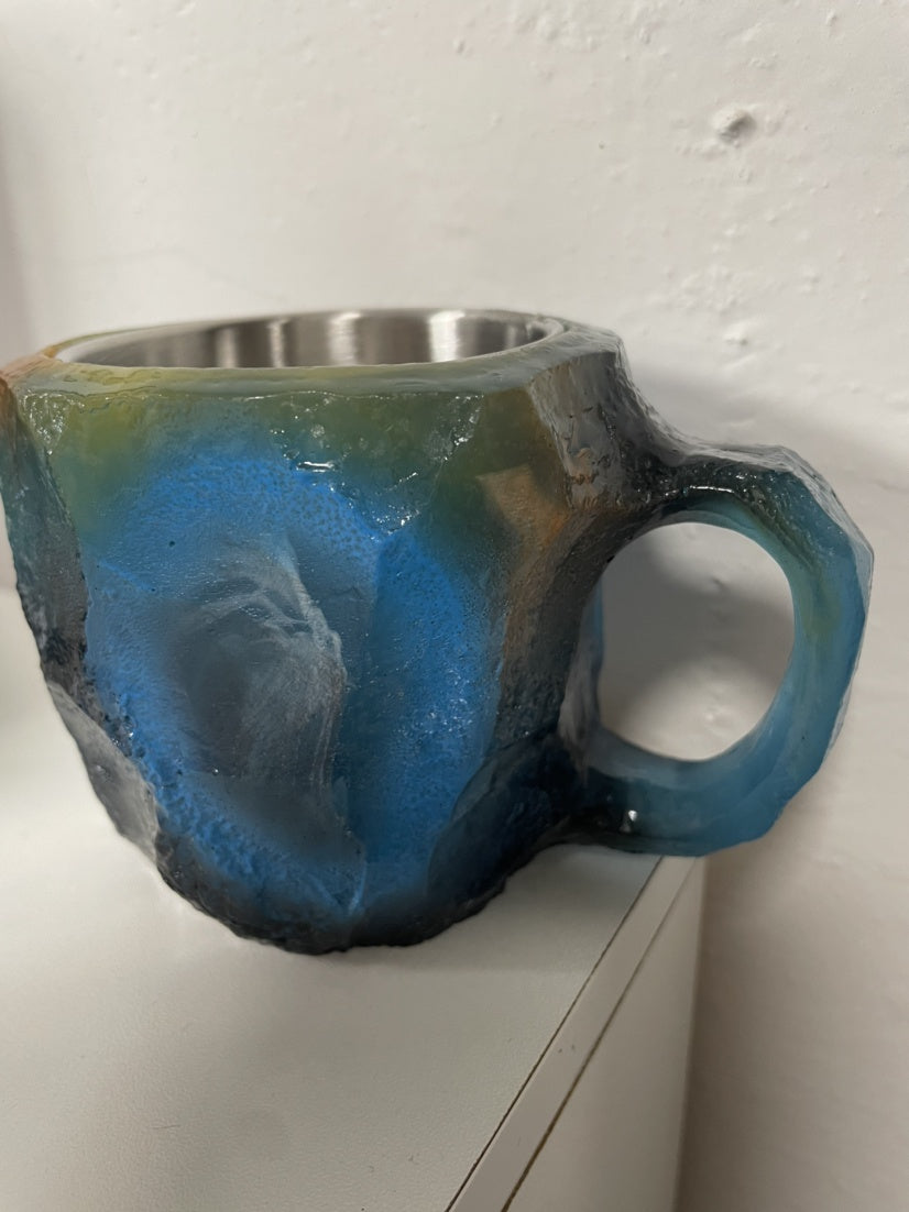 400ml Resin Mineral Crystal Coffee Mugs With Handles Elegant Fake Mineral Crystal Cup For Workplace Home Decor Christmas Gift Kitchen Gadgets Sky Blue 10cm High Flat mouthed inner liner 0 - Tophatter Daily Deals