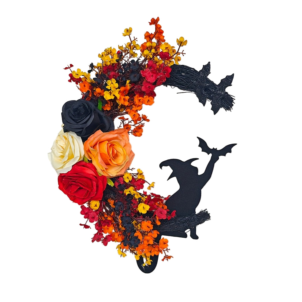 Halloween Witch Cat Moon Wreath Occasions > Christmas > Christmas Wreaths & Garlands - Tophatter Daily Deals