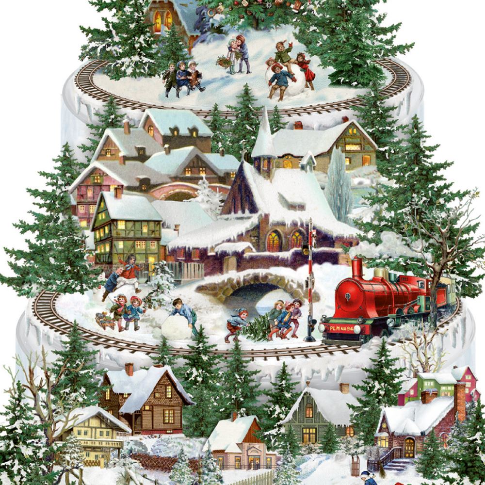 Christmas Advent Calendar The Christmas Railway | Christmas Train Advent Calendar Traditional Advent Calendar | Alpine Village Picture Advent Calendar Paper Advent Calendar Advent Calendar - Tophatter Daily Deals