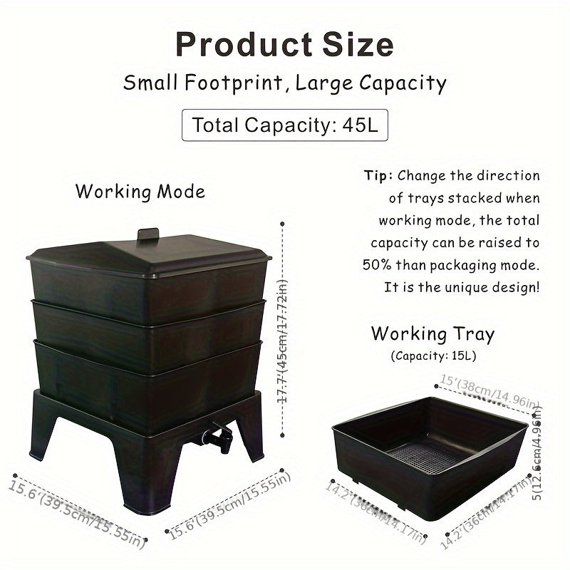 Worm Composting Bin 3-Tier Waste Converter Outdoor > Others - Tophatter Daily Deals