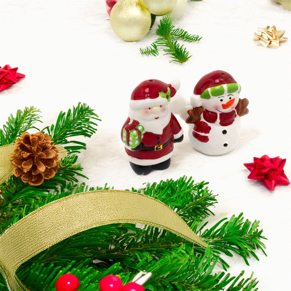 Christmas Santa & Snowman Salt & Pepper Pots | Festive Salt & Pepper Shakers Salt and Pepper Shakers - Tophatter Daily Deals