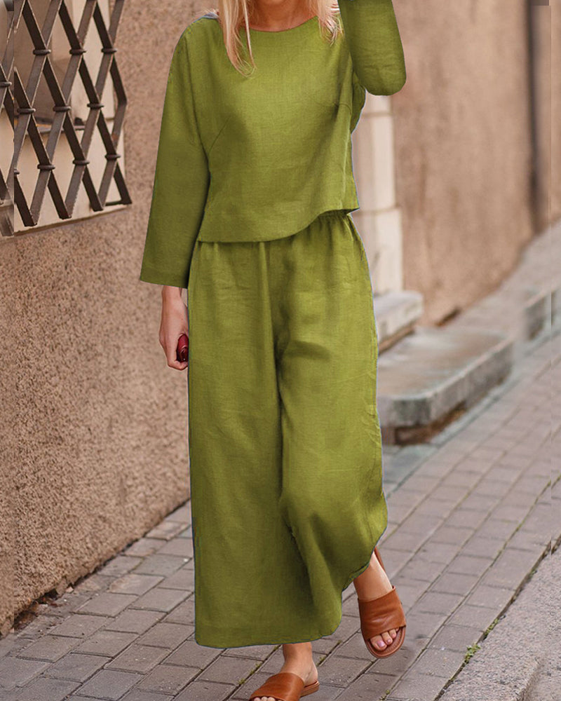 Long Sleeve Two Piece Sets Green Two Pieces Sets - Tophatter Daily Deals