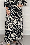 Smocked Printed Flounce Sleeve Maxi Dress Casual Dresses - Tophatter Daily Deals