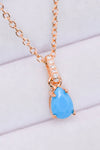 Teardrop Turquoise 4-Prong Pendant Necklace Rose Gold One Size Necklaces - Tophatter Daily Deals