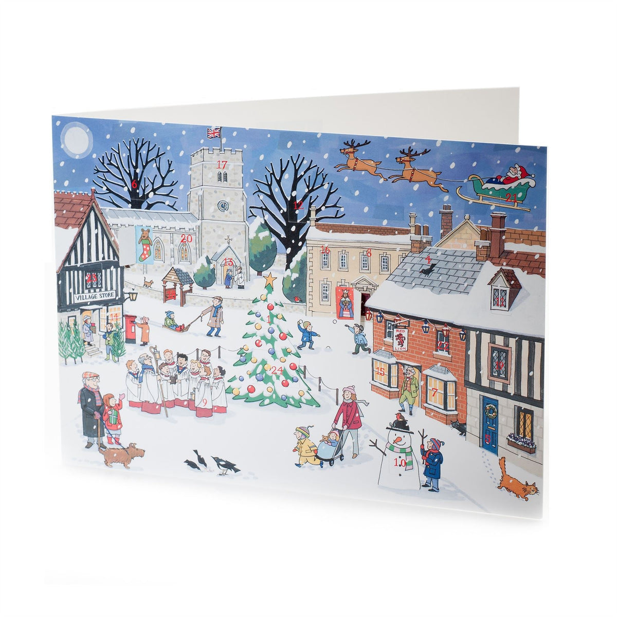 Christmas in the Village - Christmas Advent Calendar Greetings Card & Envelope Advent Calendar - Tophatter Daily Deals