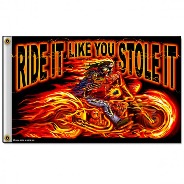 Hot Leathers Street Ride It Like You Stole It Flag 3 x 5 w/ Metal Grommets Flag - Tophatter Daily Deals