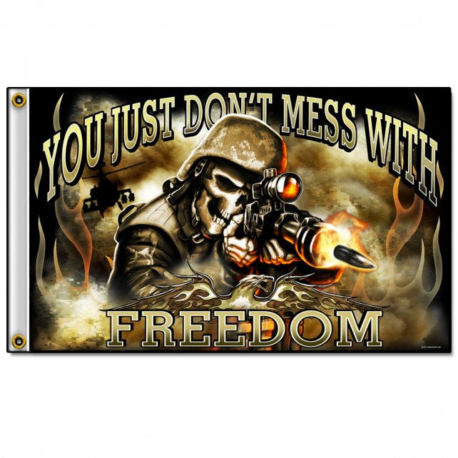 Hot Leathers Skull Soldier Freedom Flag 3 x 5 w/ Metal Grommets Flag - Tophatter Daily Deals