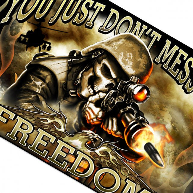 Hot Leathers Skull Soldier Freedom Flag 3 x 5 w/ Metal Grommets Flag - Tophatter Daily Deals