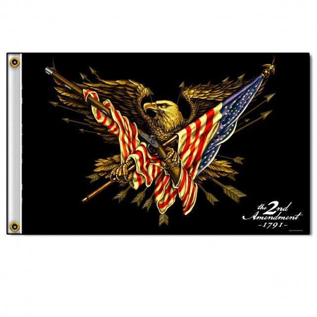 Hot Leathers 2nd Amendment Eagle Flag 3 x 5 w/ Metal Grommets Flag - Tophatter Daily Deals