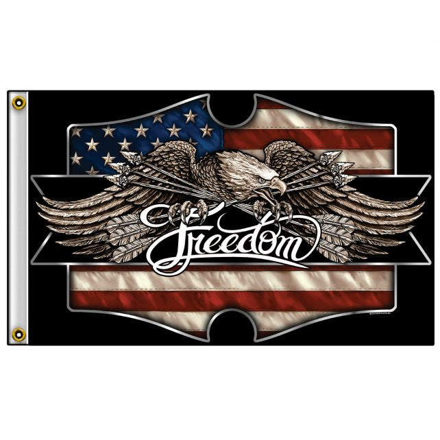 Hot Leathers Freedom Eagle Flag 3 x 5 w/ Metal Grommets Flag - Tophatter Daily Deals