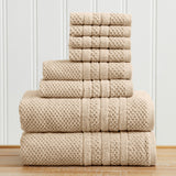 100% Cotton Checkered Jacquard Bath Towel Set - Giuliana Collection 8 Piece Set Sandstone Bath - Tophatter Daily Deals