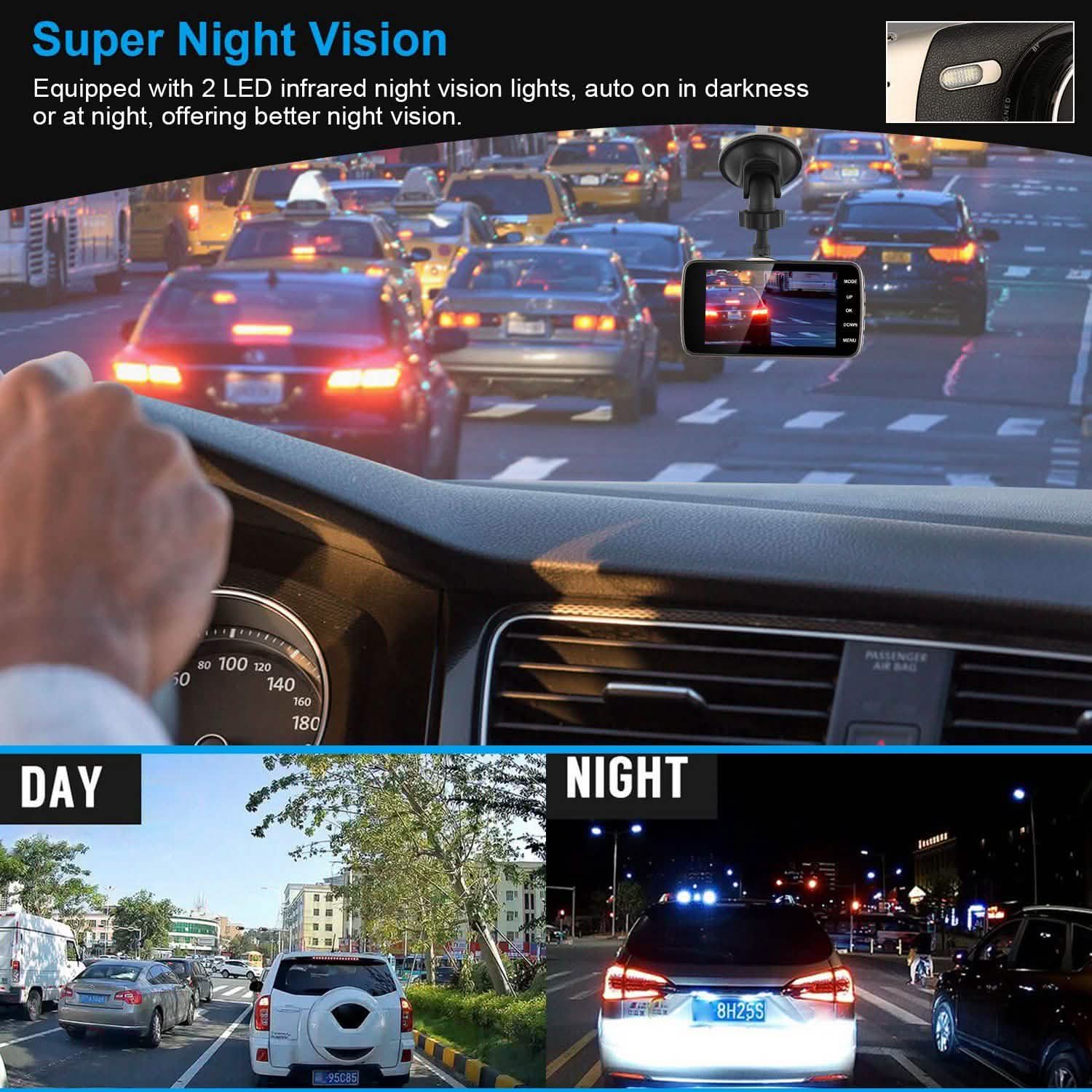 FHD 1080P Dash Cam 4" Screen Dual Cameras Automotive - Tophatter Daily Deals