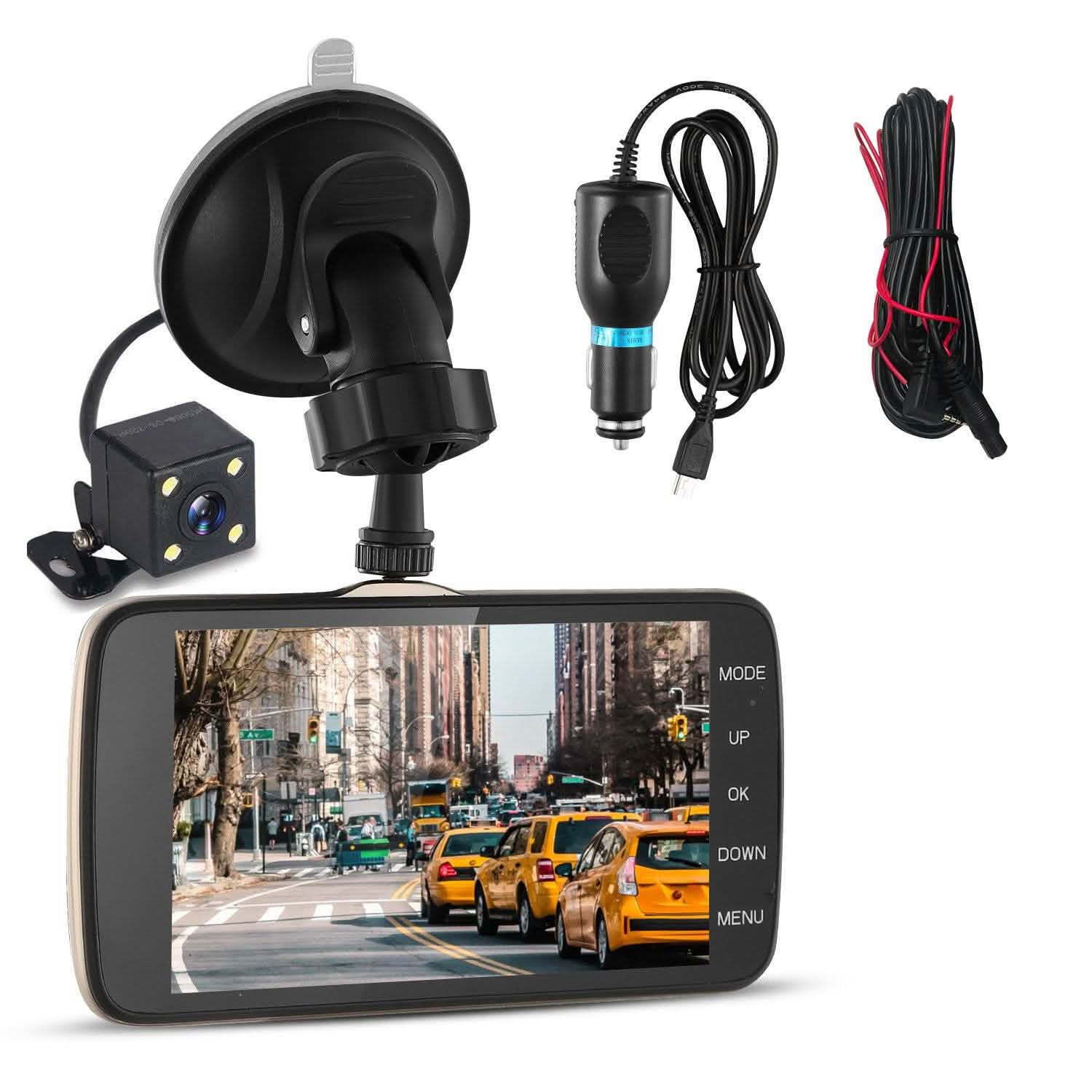 FHD 1080P Dash Cam 4" Screen Dual Cameras Automotive - Tophatter Daily Deals