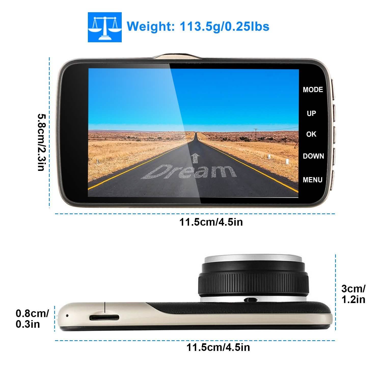 FHD 1080P Dash Cam 4" Screen Dual Cameras Automotive - Tophatter Daily Deals