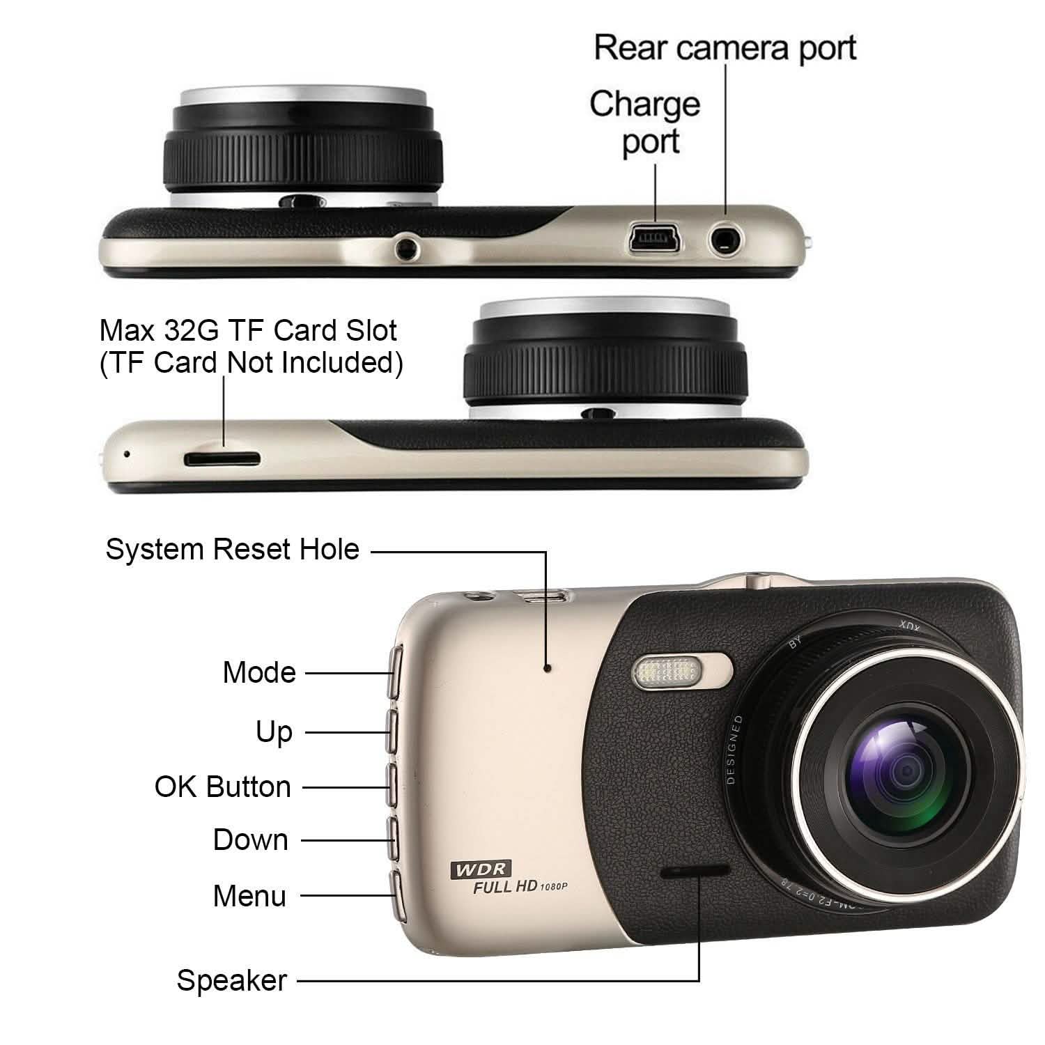 FHD 1080P Dash Cam 4" Screen Dual Cameras Automotive - Tophatter Daily Deals