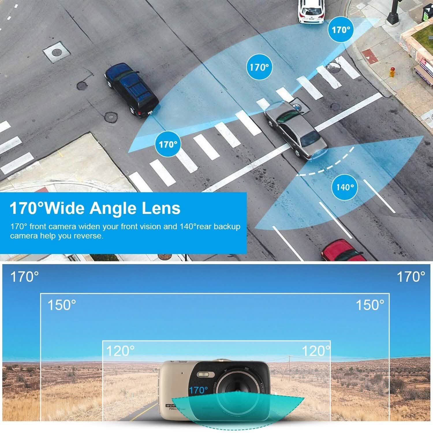 FHD 1080P Dash Cam 4" Screen Dual Cameras Automotive - Tophatter Daily Deals