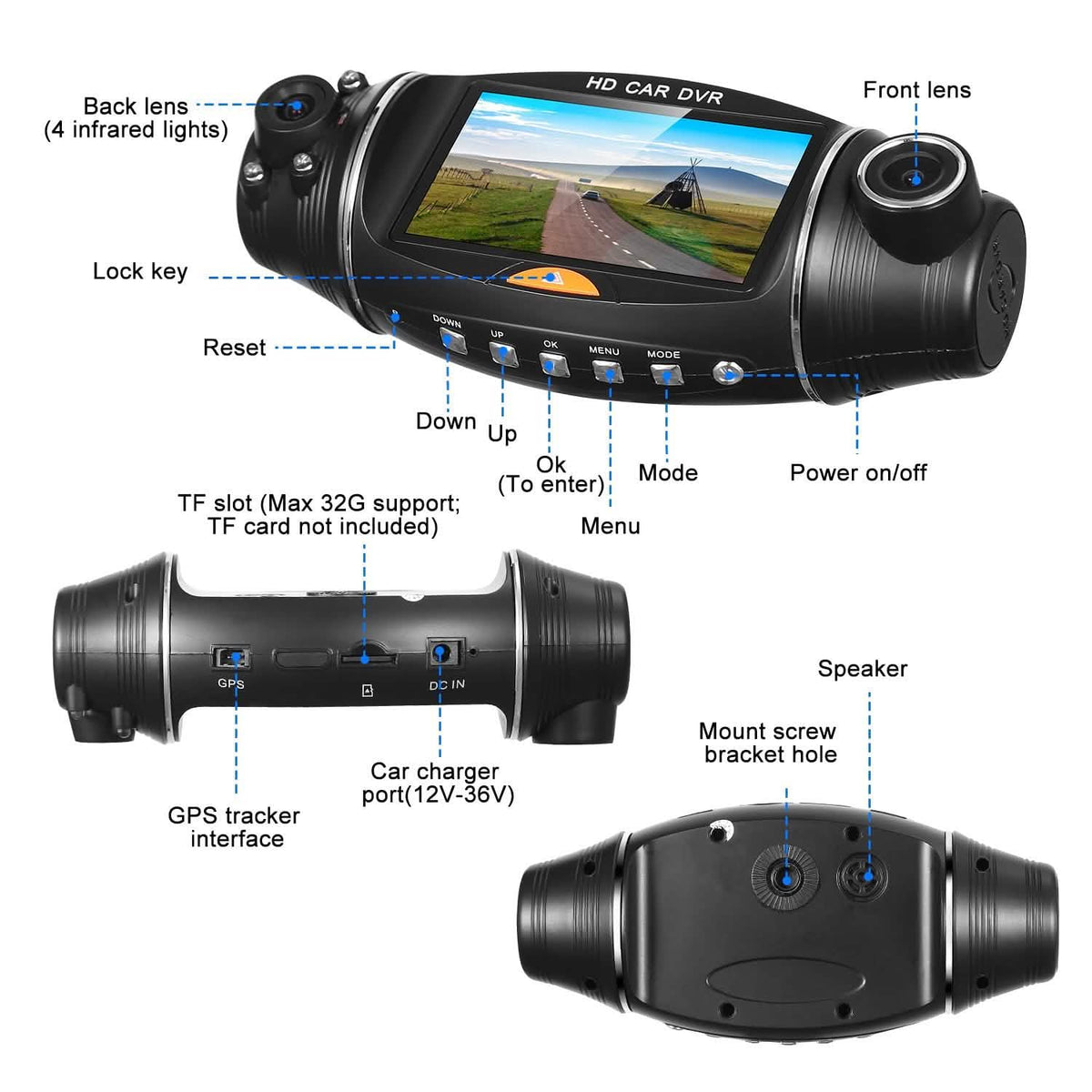 FHD 1080P Dual Lens Car DVR Dash Cam Automotive - Tophatter Daily Deals