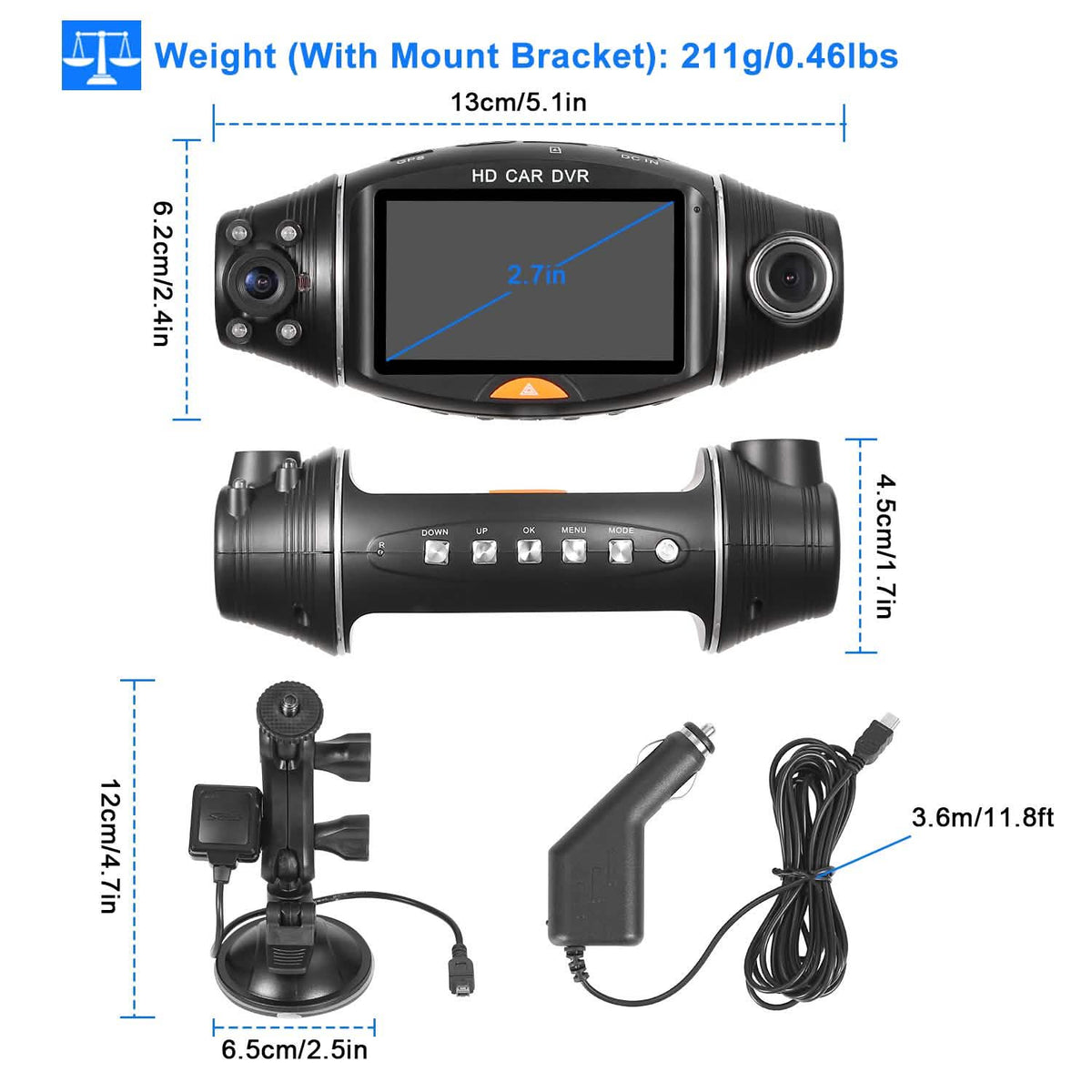 FHD 1080P Dual Lens Car DVR Dash Cam Automotive - Tophatter Daily Deals