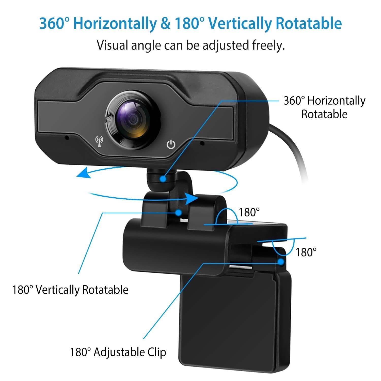 FHD 1080P USB Webcam with 360° Rotatable Clip Computer Accessories - Tophatter Daily Deals