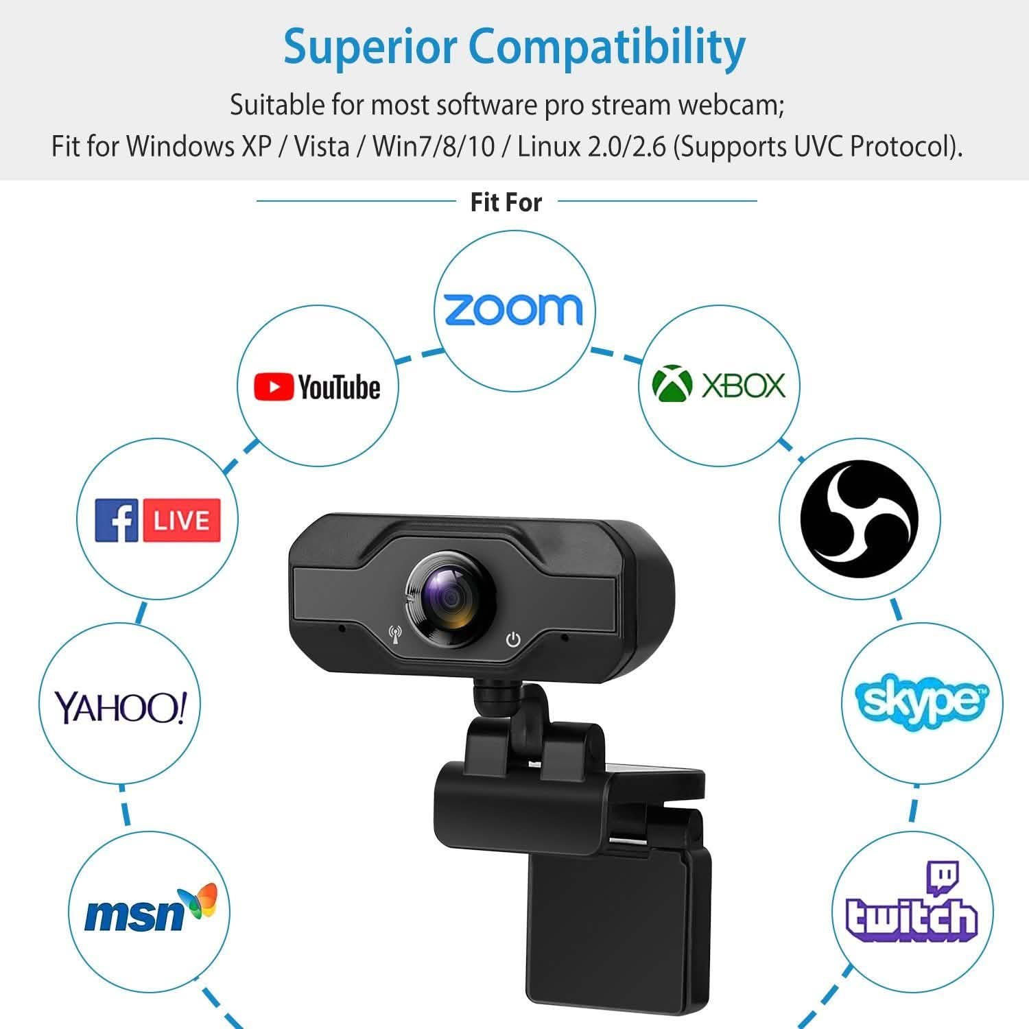 FHD 1080P USB Webcam with 360° Rotatable Clip Computer Accessories - Tophatter Daily Deals