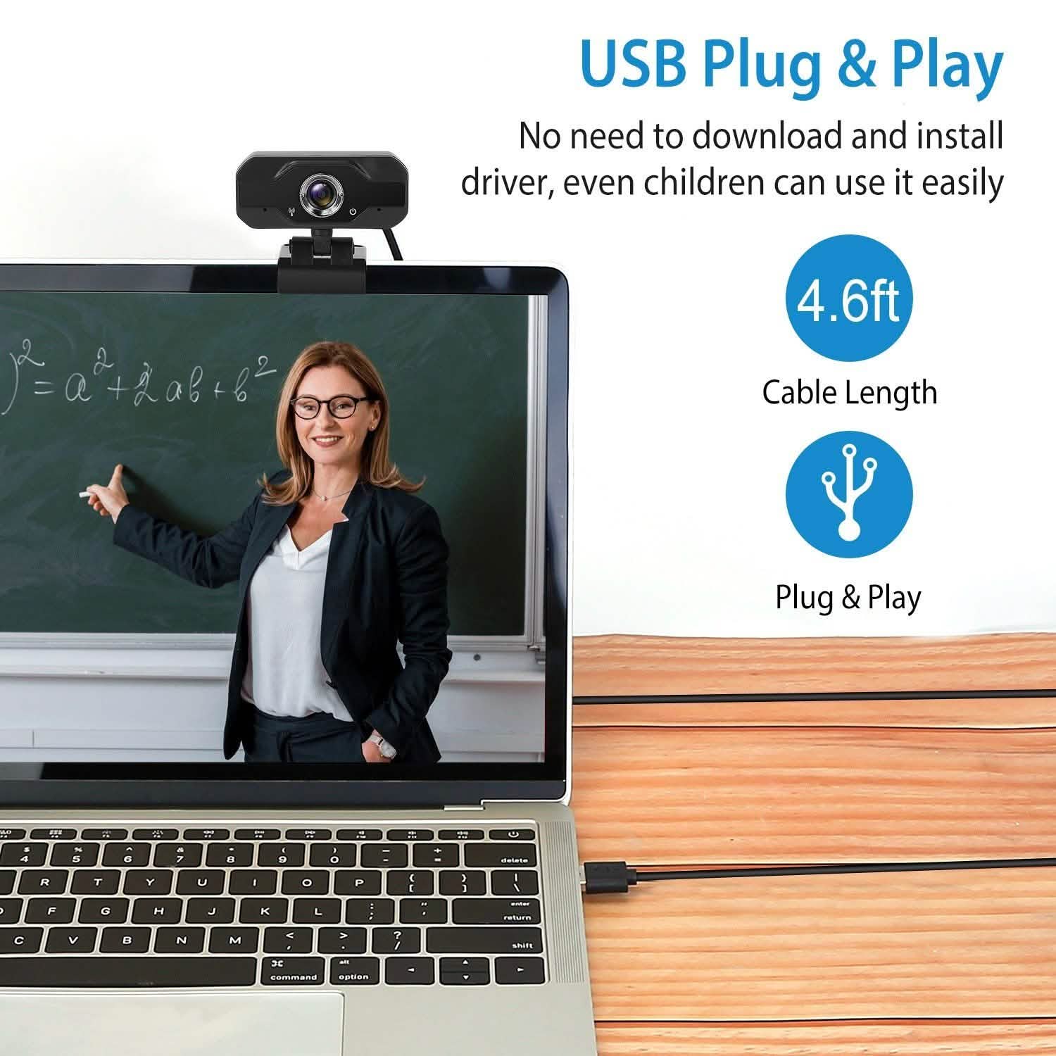 FHD 1080P USB Webcam with 360° Rotatable Clip Computer Accessories - Tophatter Daily Deals