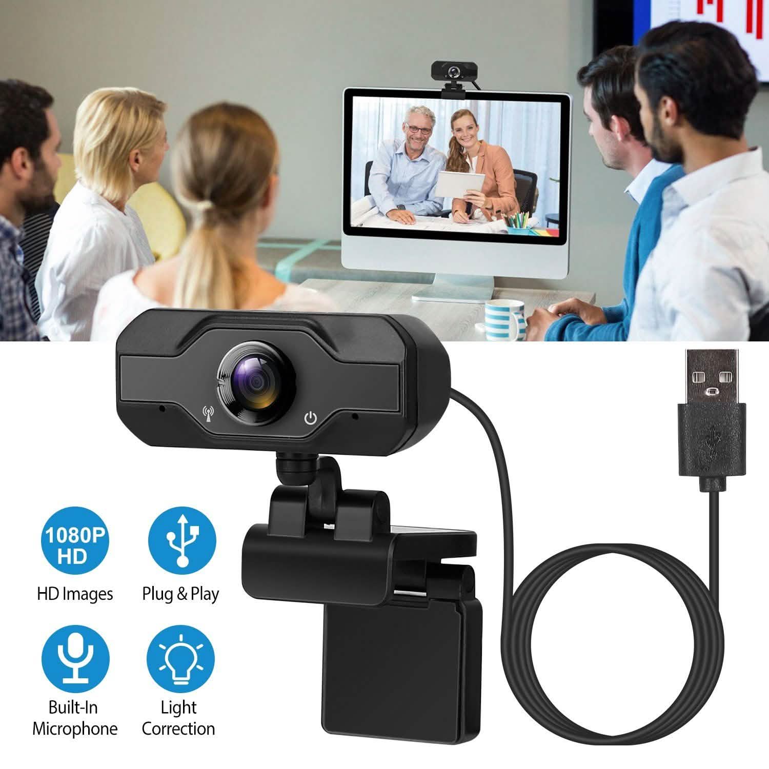 FHD 1080P USB Webcam with 360° Rotatable Clip Computer Accessories - Tophatter Daily Deals