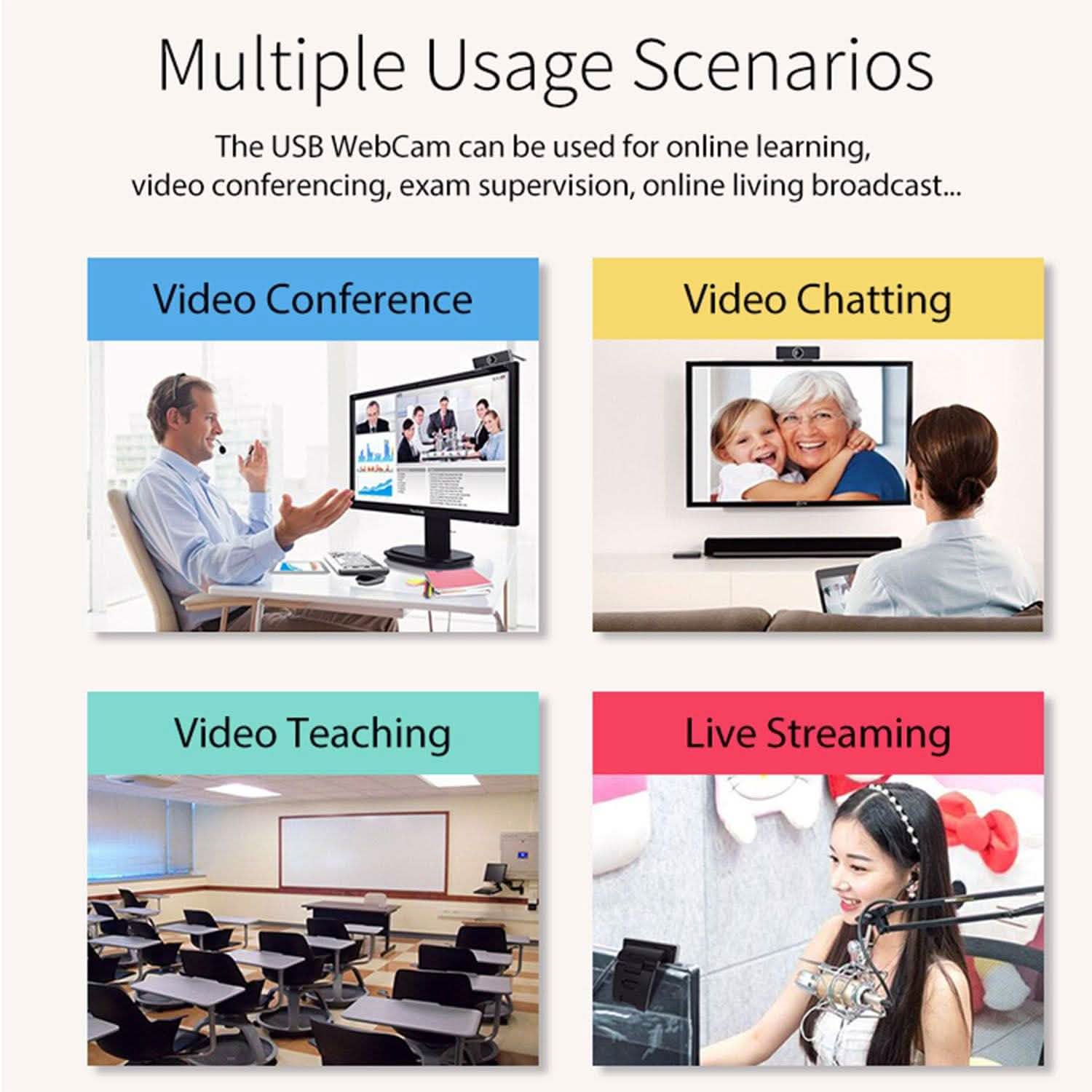 FHD 1080P Webcam USB Auto Focus with Microphone Computer Accessories - Tophatter Daily Deals