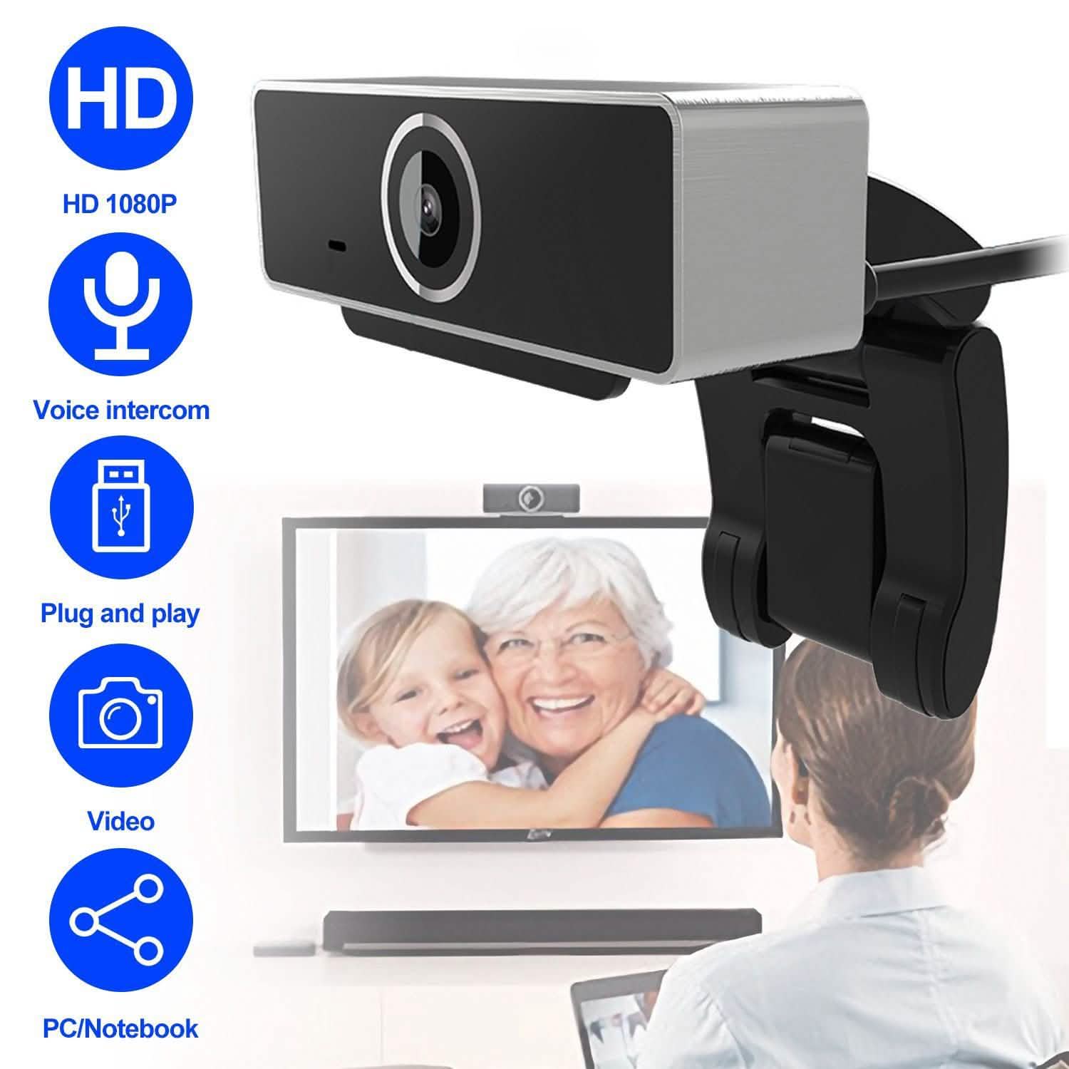 FHD 1080P Webcam USB Auto Focus with Microphone Computer Accessories - Tophatter Daily Deals