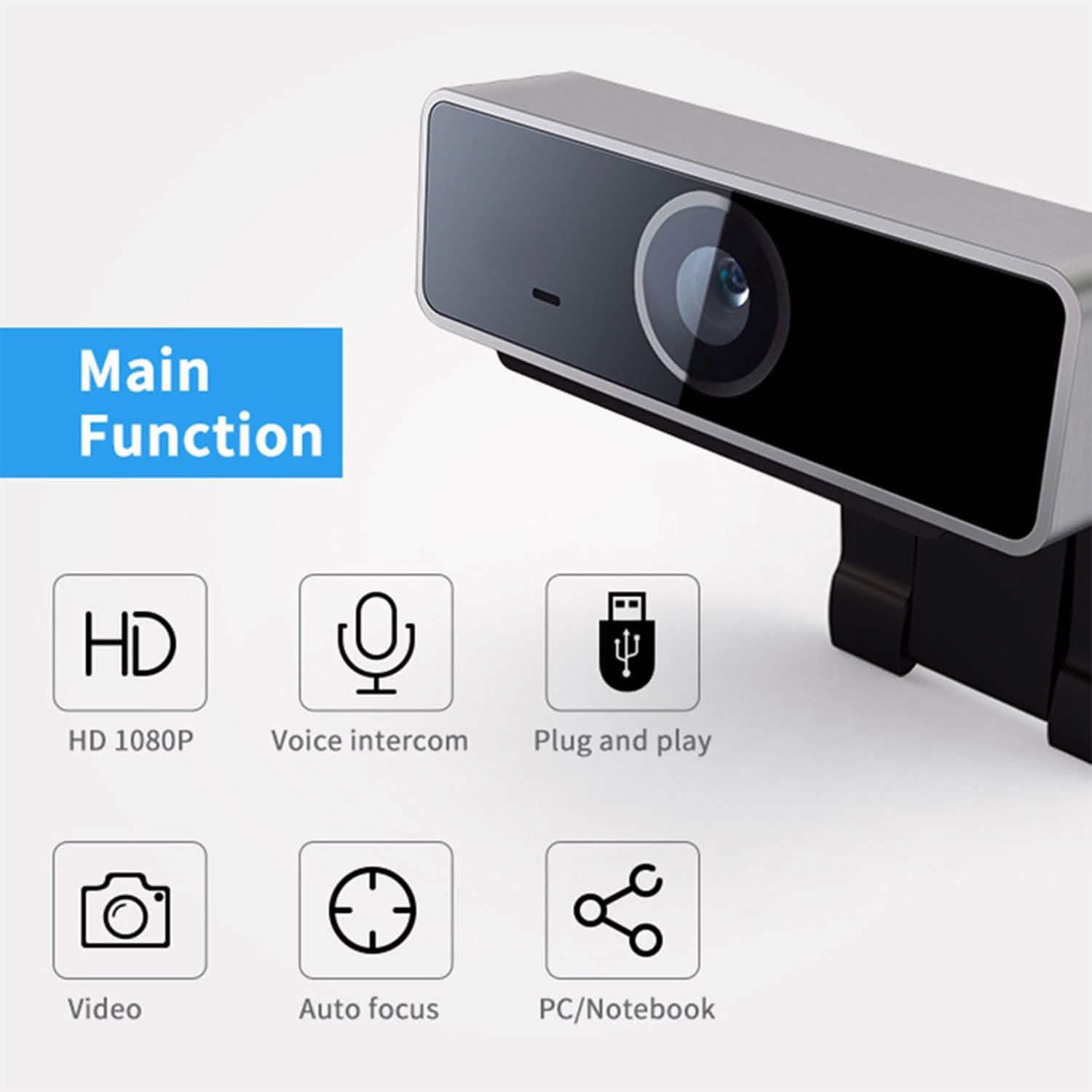 FHD 1080P Webcam USB Auto Focus with Microphone Computer Accessories - Tophatter Daily Deals