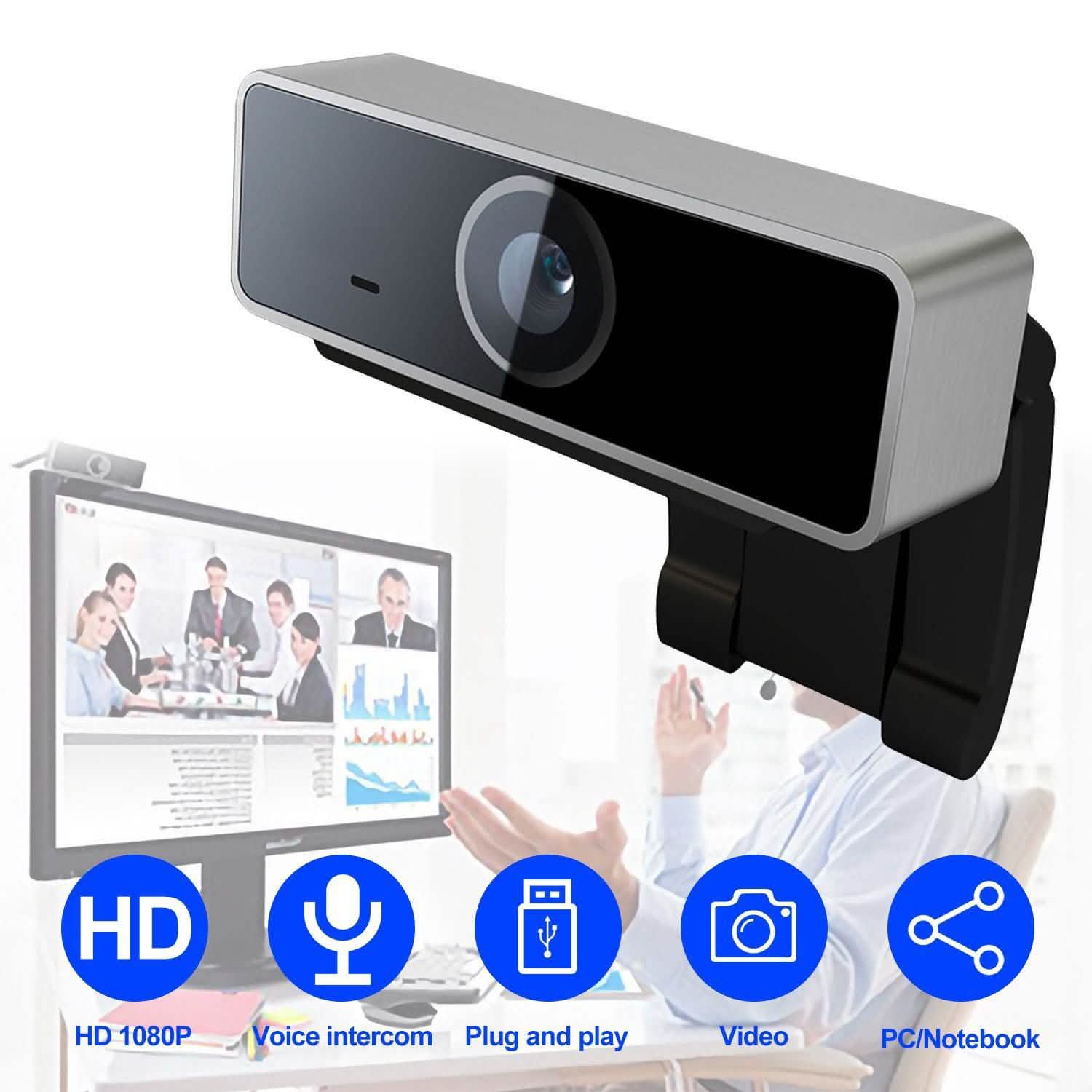 FHD 1080P Webcam USB Auto Focus with Microphone Computer Accessories - Tophatter Daily Deals
