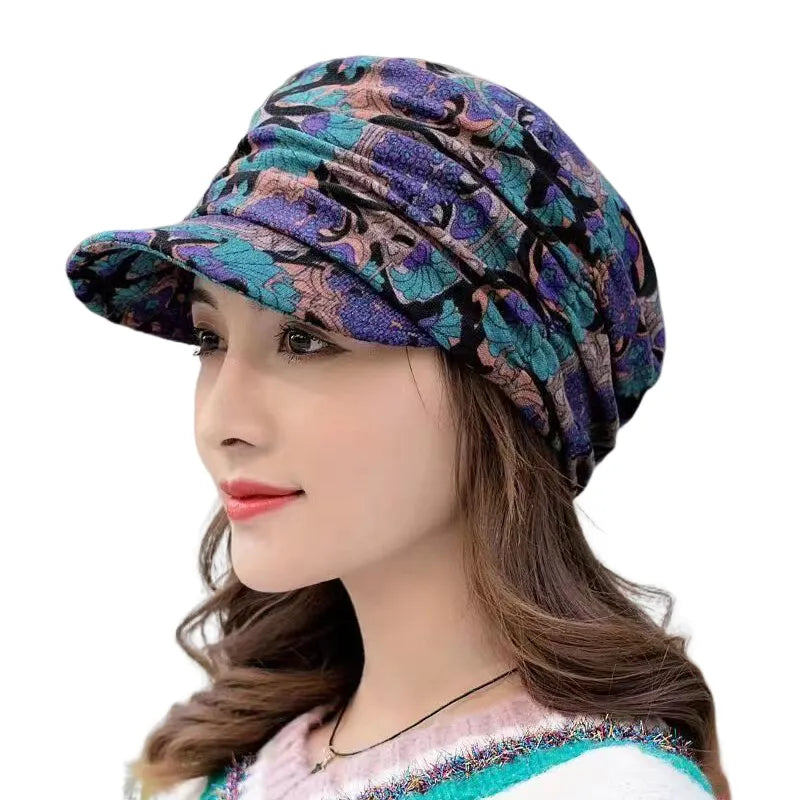 Warm Textured Women’s Winter Cap - Short Brim, Cotton Blend Blue - Tophatter Daily Deals