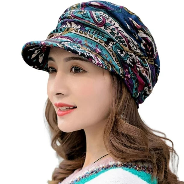 Warm Textured Women’s Winter Cap - Short Brim, Cotton Blend couple - Tophatter Daily Deals