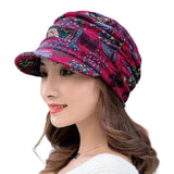 Warm Textured Women’s Winter Cap - Short Brim, Cotton Blend Rood - Tophatter Daily Deals
